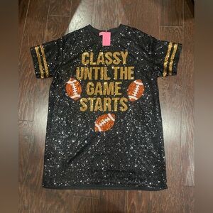Simply Southern T-Shirt Dress Size L/XL Classy Until The Game Starts Sequin NEW